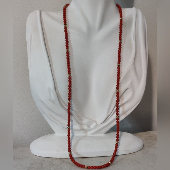 Vintage Genuine Mediterranean Oxblood Red Coral Necklace 10k gold clasp - Picture 5 of 16